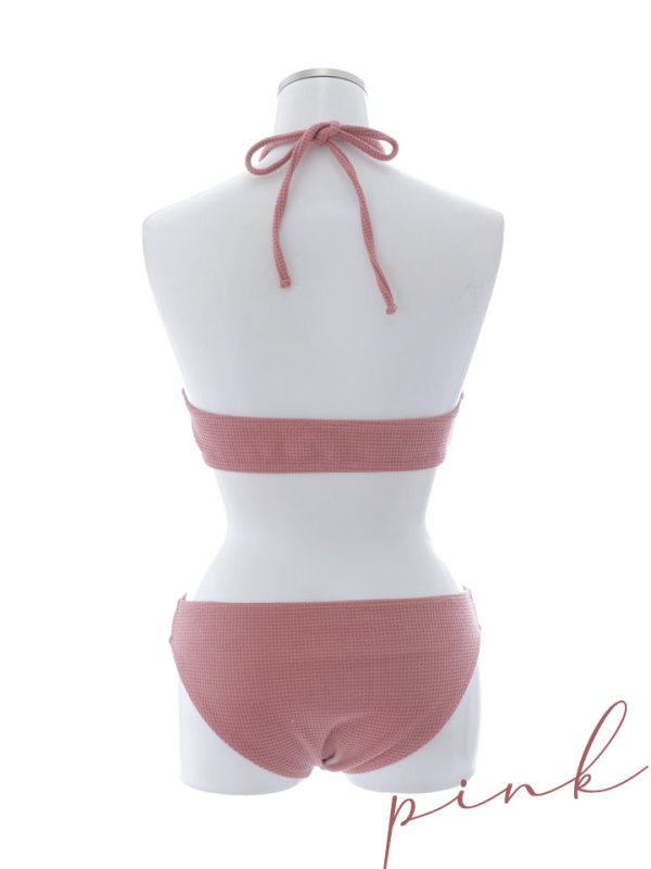 画像47: 【即日発送】【ビキニ】【水着】ホルターネックリブシンプルビキニ 2点セット[YMT]