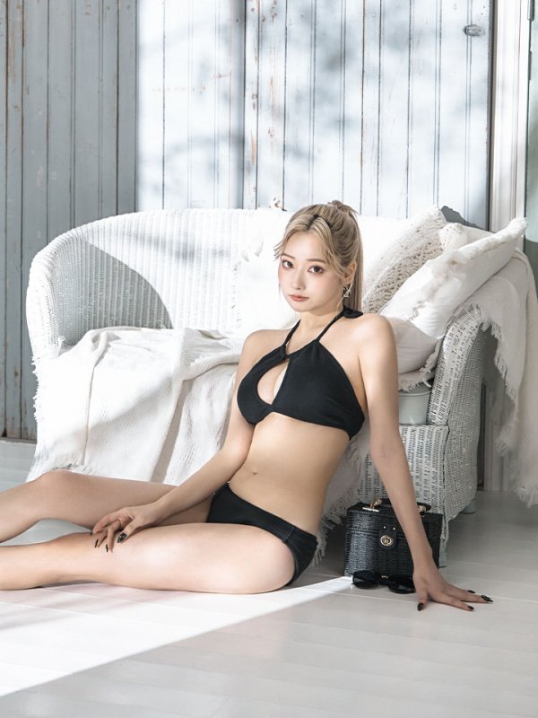 画像11: 【ビキニ】【水着】ホルターネックリブシンプルビキニ 2点セット[YMT]