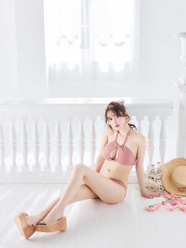 画像15: 【即日発送】【ビキニ】【水着】ホルターネックリブシンプルビキニ 2点セット[YMT]