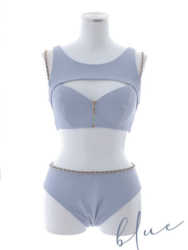 画像18: 【即日発送】【ビキニ】【水着】バストオープン＆ジップチェーンビキニ 2点セット[YMT]