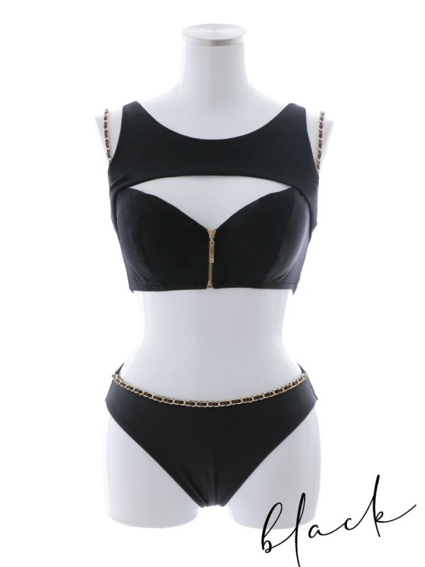 画像16: 【即日発送】【ビキニ】【水着】バストオープン＆ジップチェーンビキニ 2点セット[YMT]