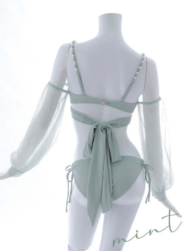 画像24: 【即日発送】【ビキニ】【水着】ふんわりシアー長袖ビキニ 2点セット[YMT]