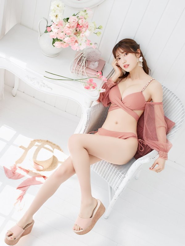 画像26: 【即日発送】【ビキニ】【水着】ふんわりシアー長袖ビキニ 2点セット[YMT]