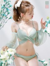 【即日発送！】【ビキニ】【水着】ふんわりシアー長袖ビキニ 2点セット[YMT]