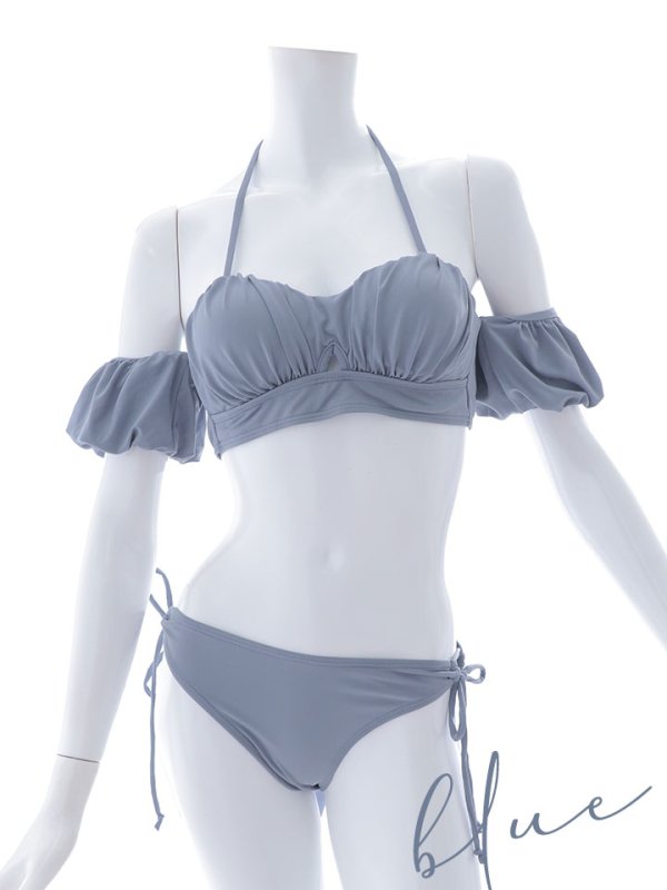 画像23: 【即日発送】【ビキニ】【水着】くしゅっとオフショル袖シンプルビキニ 2点セット[YMT]