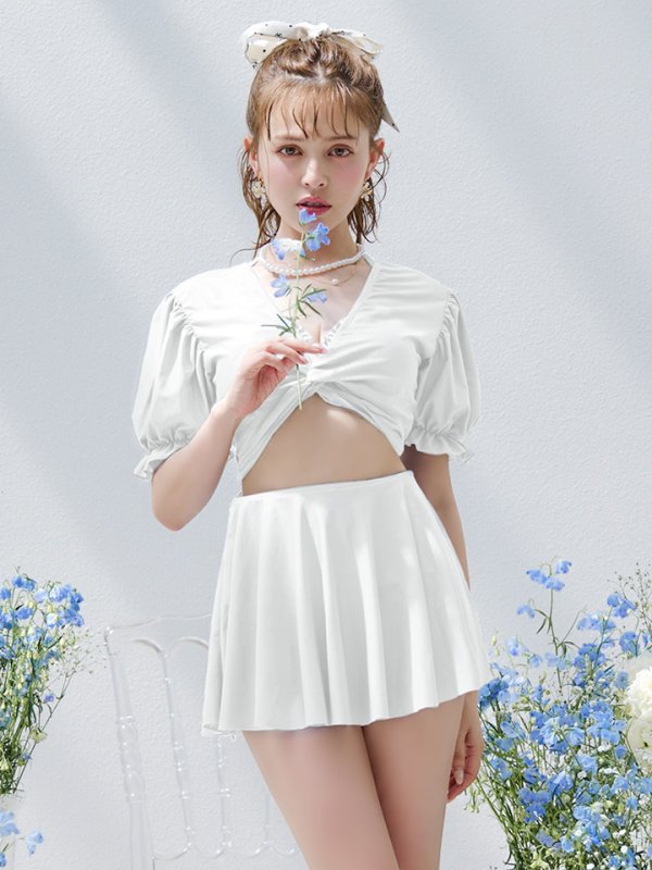 画像1: 【ビキニ】【水着】羽織＆スカート付き4WAYビキニ 4点セット【一部予約 / 7月上旬発送予定】[YMT]