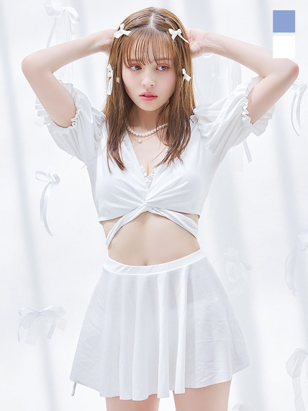 画像2: 【ビキニ】【水着】羽織＆スカート付き4WAYビキニ 4点セット【一部予約 / 7月上旬発送予定】[YMT]