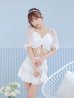 画像10: 【即日発送！】【ビキニ】【水着】ドットチュール袖バストフリルビキニ 3点セット[YMT]