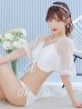 画像3: 【即日発送！】【ビキニ】【水着】ドットチュール袖バストフリルビキニ 3点セット[YMT]