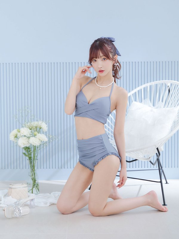 画像18: 【即日発送】【ビキニ】【水着】シアーチュニック付きハイウエストビキニ 3点セット[YMT]