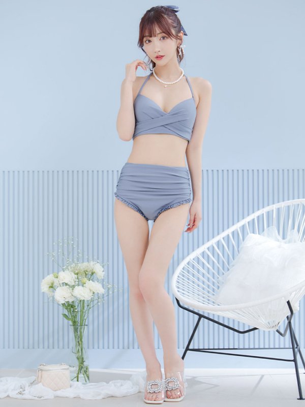 画像20: 【即日発送】【ビキニ】【水着】シアーチュニック付きハイウエストビキニ 3点セット[YMT]