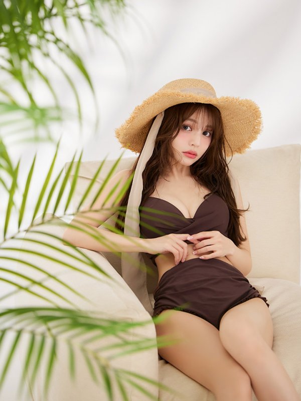 画像34: 【即日発送】【ビキニ】【水着】シアーチュニック付きハイウエストビキニ 3点セット[YMT]