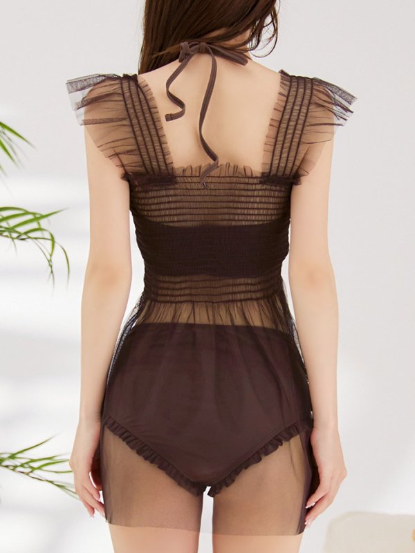 画像37: 【即日発送】【ビキニ】【水着】シアーチュニック付きハイウエストビキニ 3点セット[YMT]