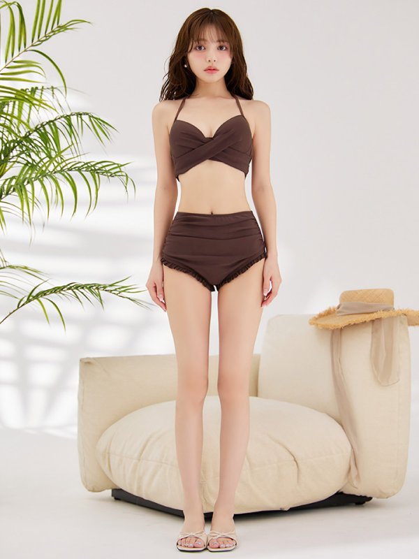 画像19: 【即日発送】【ビキニ】【水着】シアーチュニック付きハイウエストビキニ 3点セット[YMT]