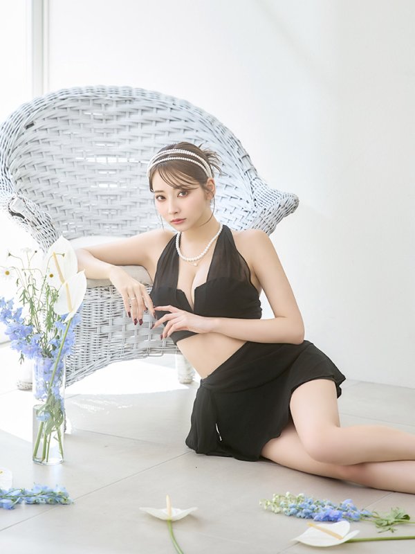 画像10: 【即日発送】【ビキニ】【水着】シアーホルターネックスカート付きビキニ 3点セット[YMT]