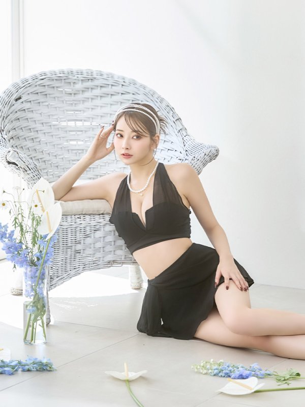 画像11: 【即日発送】【ビキニ】【水着】シアーホルターネックスカート付きビキニ 3点セット[YMT]