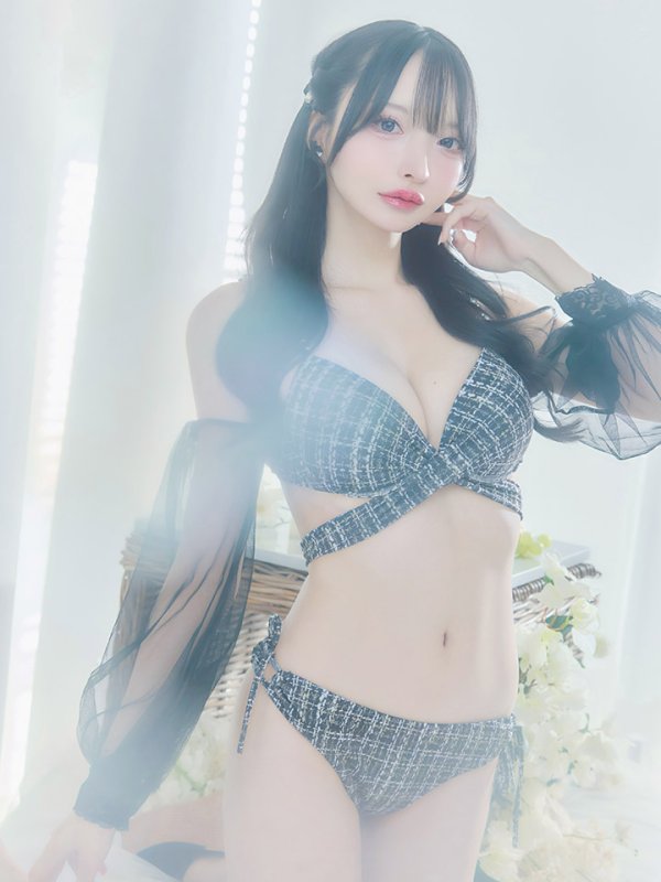 画像4: 【即日発送】【ビキニ】【水着】チェックホルターネックビキニ 2点セット [YMT]