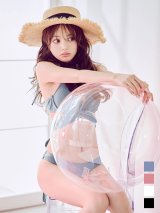 【予約 / 6月中旬発送予定】【ビキニ】【水着】バッククロスリボンワンカラービキニ 2点セット [YMT]
