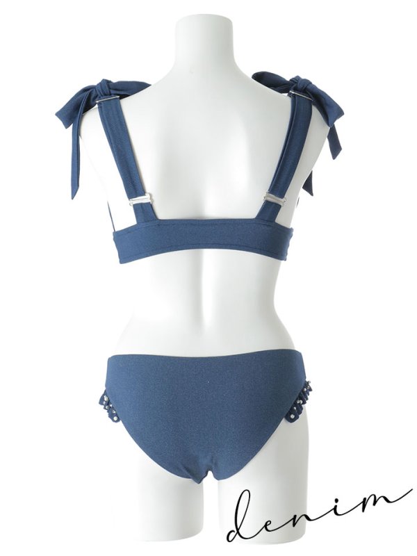 画像25: 【即日発送】【ビキニ】【水着】ショルダーリボンスタッズフリルビキニ 2点セット [YMT]