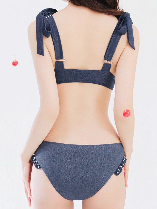 画像22: 【即日発送】【ビキニ】【水着】ショルダーリボンスタッズフリルビキニ 2点セット [YMT]