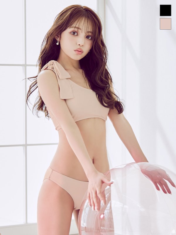 画像3: 【即日発送】【ビキニ】【水着】ワンショルリボンビキニ 2点セット [YMT]
