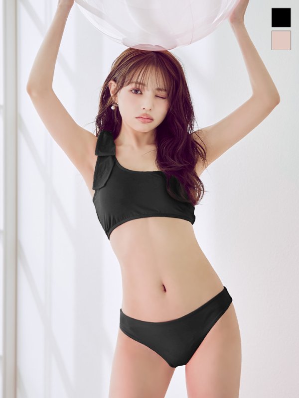 画像2: 【予約 / 6月上旬発送予定】【ビキニ】【水着】ワンショルリボンビキニ 2点セット [YMT]