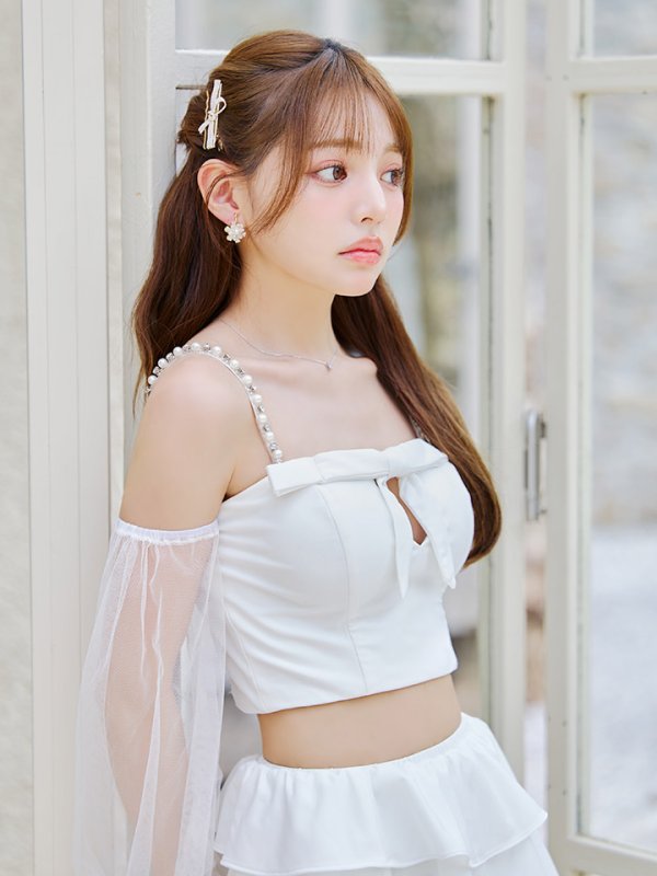 画像16: 【即日発送】【ビキニ】【水着】フリルティアードチュールリボンビキニ 3点セット[YMT]