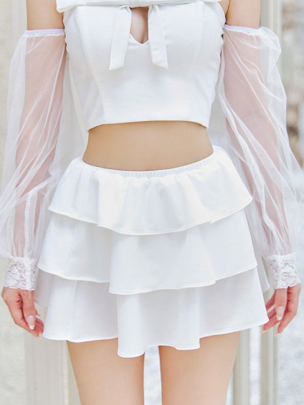 画像23: 【即日発送】【ビキニ】【水着】フリルティアードチュールリボンビキニ 3点セット[YMT]