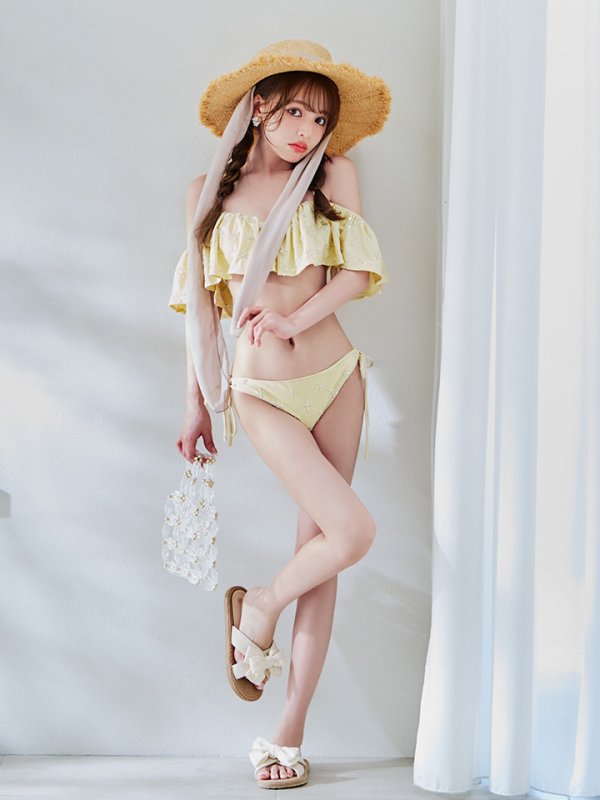 画像12: 【即日発送】【ビキニ】【水着】ビジューオフショルダーフリルビキニ 2点セット[YMT]M266dz