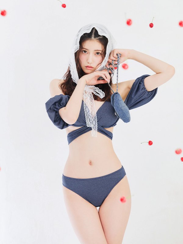 画像35: 【即日発送】【ビキニ】【水着】オフショルデニムビキニ 2点セット [YMT]