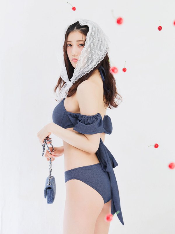 画像43: 【即日発送】【ビキニ】【水着】オフショルデニムビキニ 2点セット [YMT]