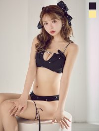 【予約 / 6月下旬発送予定】【ビキニ】【水着】サイドリボンビジュースタッズビキニ 2点セット [YMT]