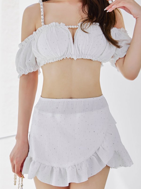 画像28: 【即日発送】【ビキニ】【水着】オフショルフレアスカートビキニ  4点セット[YMT]M274