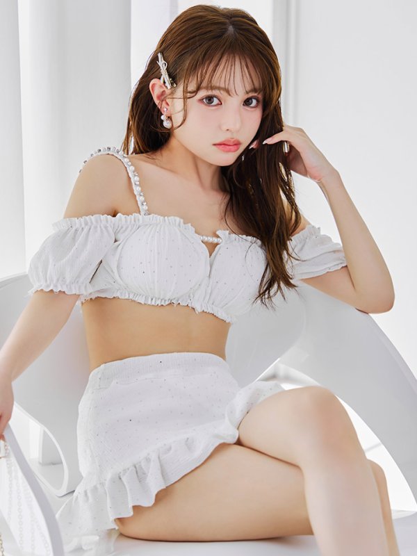 画像25: 【即日発送】【ビキニ】【水着】オフショルフレアスカートビキニ  4点セット[YMT]M274