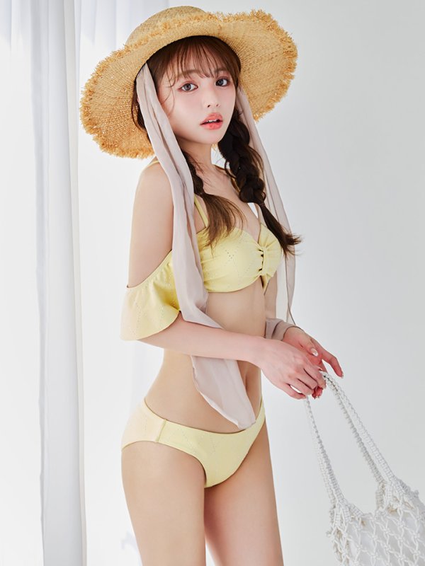 画像20: 【即日発送】【ビキニ】【水着】ビジューリボンフリルスリーブビキニ 2点セット[YMT]M275dzc