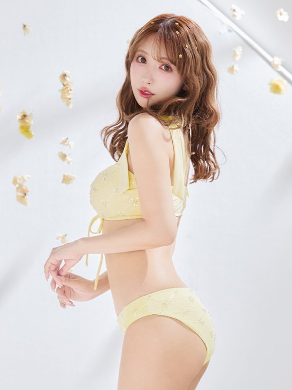 画像13: 【即日発送】【ビキニ】【水着】 ビジューギャザーフロントリボンビキニ ビキニ 2点セット[YMT]M276dzc