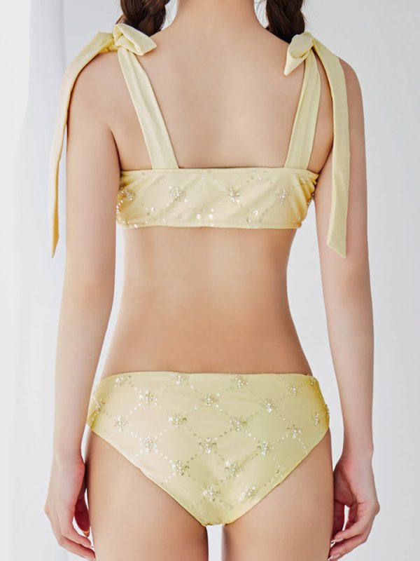画像22: 【即日発送】【ビキニ】【水着】 ビジューギャザーフロントリボンビキニ 2点セット[YMT]