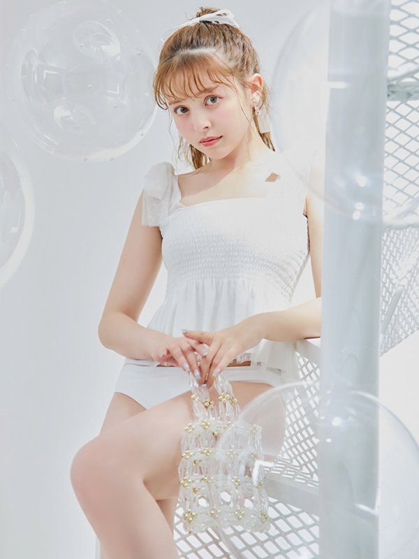 画像9: 【即日発送】【ビキニ】【水着】ドットチュールペプラムフリルビキニ 2点セット [YMT]