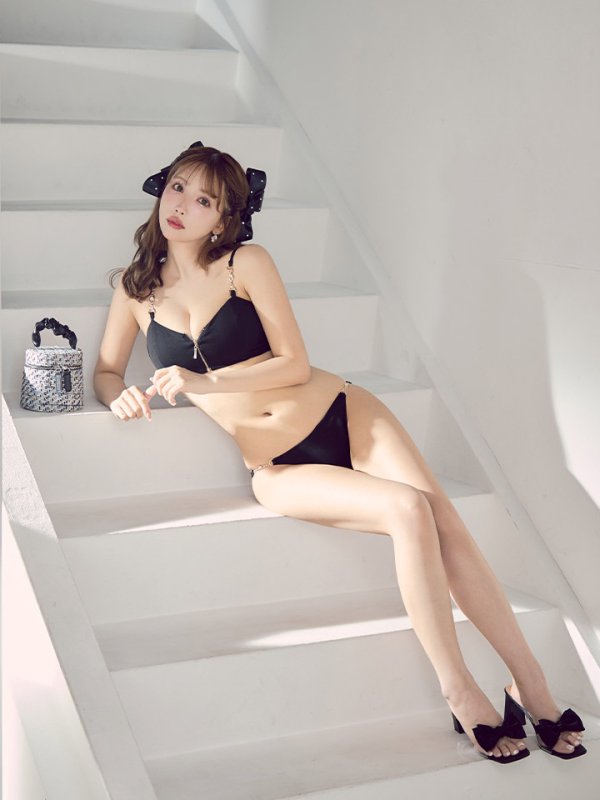 画像10: 【即日発送】【ビキニ】【水着】フロントジップビジューチェーンビキニ 2点セット [YMT]