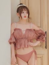 【ビキニ】【水着】 パフスリーブフリルビキニ  2点セット[FB01]【一部予約 / 6月下旬発送予定】