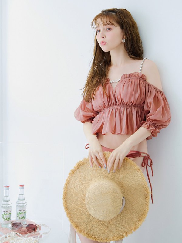 画像32: 【ビキニ】【水着】 パフスリーブフリルビキニ  2点セット[FB01]【一部予約 / 6月下旬発送予定】