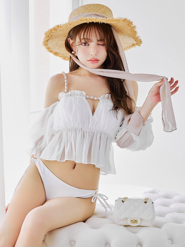 画像6: 【ビキニ】【水着】 パフスリーブフリルビキニ  2点セット[FB01]【一部予約 / 6月下旬発送予定】