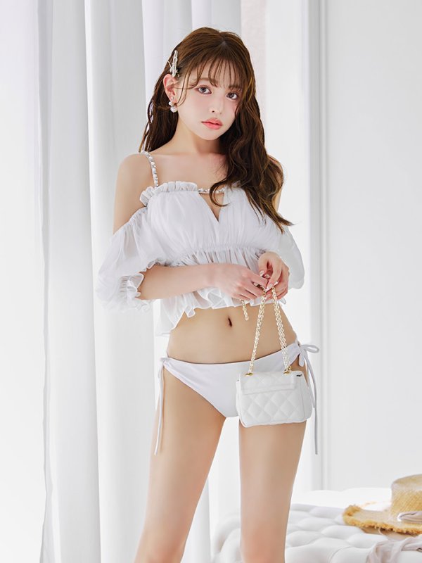 画像12: 【ビキニ】【水着】 パフスリーブフリルビキニ  2点セット[FB01]【一部予約 / 6月下旬発送予定】