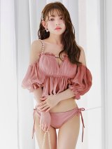 【ノベルティ対象】【予約 / 6月下旬発送予定】【ビキニ】【水着】 パフスリーブフリルビキニ  2点セット[YMT]M282dzp