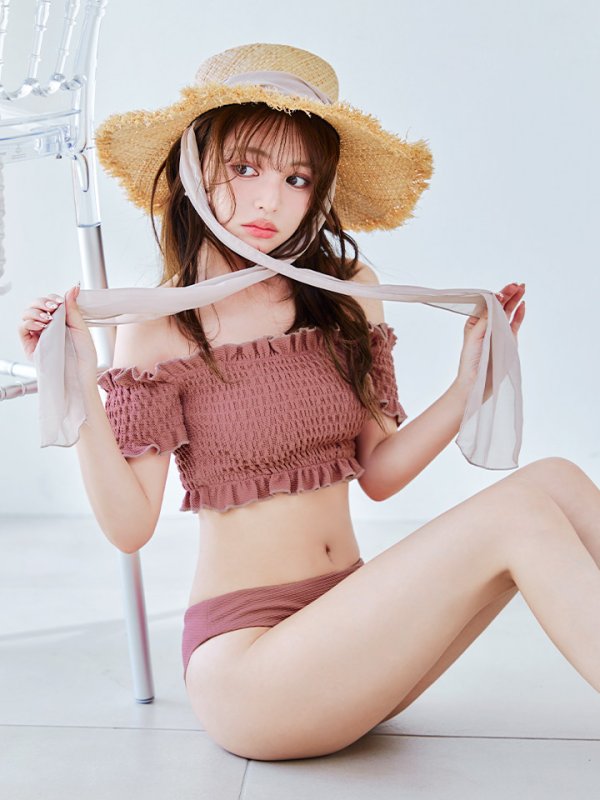 画像22: 【即日発送】【ビキニ】【水着】シャーリングオフショルビキニ  2点セット [YMT]