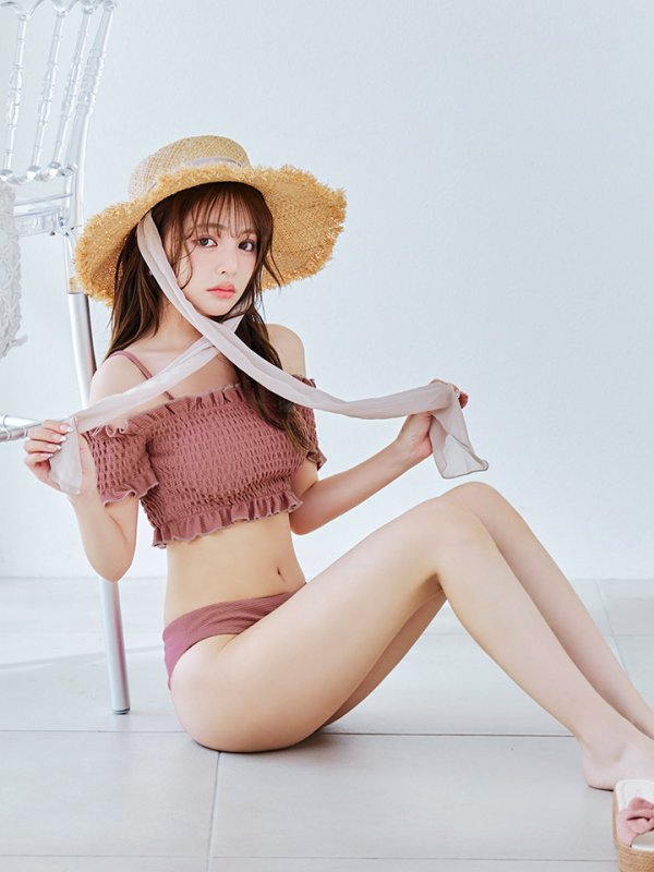 画像10: 【即日発送】【ビキニ】【水着】シャーリングオフショルビキニ  2点セット [YMT]