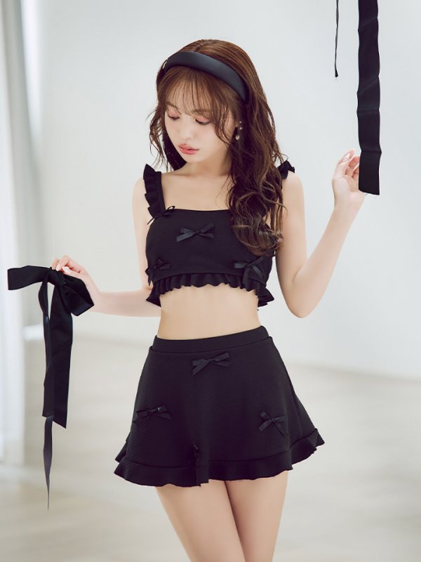 画像11: 【即日発送】【ビキニ】【水着】立体リボンフリルスカートビキニ  3点セット [YMT]