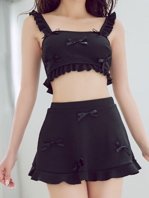 画像15: 【即日発送】【ビキニ】【水着】立体リボンフリルスカートビキニ  3点セット [YMT]