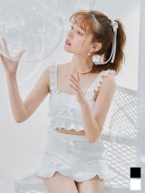 【ノベルティ対象】【予約 / 6月中旬発送予定】【ビキニ】【水着】立体リボンフリルスカートビキニ  3点セット [YMT]