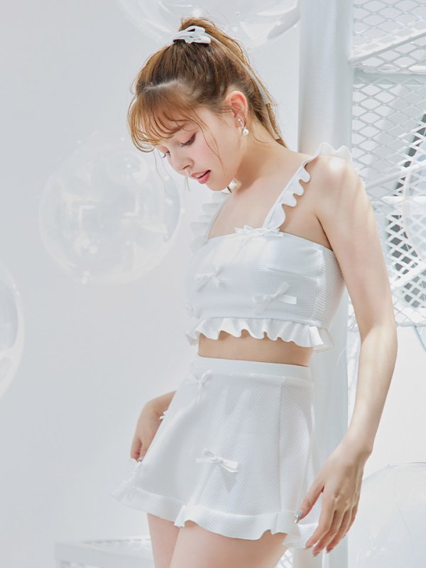 画像13: 【即日発送】【ビキニ】【水着】立体リボンフリルスカートビキニ  3点セット [YMT]